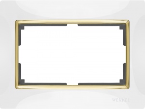  Рамка для двойной розетки (белый/золото) Werkel W0081933
