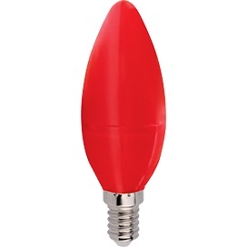  Светодиодная цветная лампа E14  6W 220V красный свеча, матовая колба C4TR60ELY Ecola