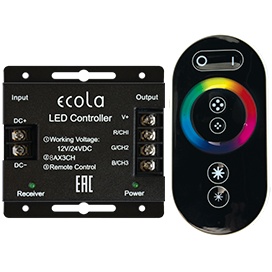 Контроллер Ecola LED strip RGB RF controller 24A 288W 12V (576W 24V) с кольцевым сенсорным черным радиопультом RFC24BESB