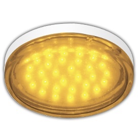  Светодиодная цветная лампа GX53  4,4W 220V желтый, прозрачное стекло T5TY44ELC Ecola