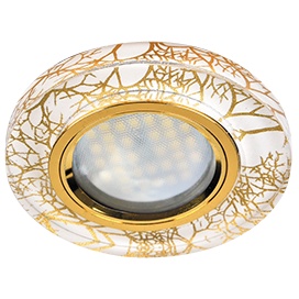 Встраиваемый светильник Ecola MR16 DL1650 GU5.3 Glass Золото на белом/Золото FW1650EFF