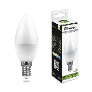  Лампа светодиодная Feron 25799 LB-570 Свеча E14 9W 4000K 
