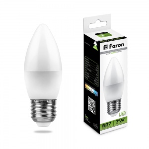  Лампа светодиодная Feron LB-97 Свеча E27 7W 4000K 25759 