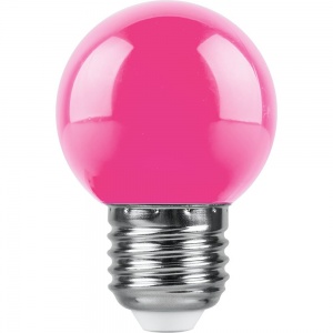 Светодиодная лампа Feron LB-37 G45 шар 1W 230V E27 розовый 38123
