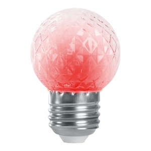 Светодиодная лампа-строб Feron LB-377 Шарик прозрачный E27 1W красный 38210