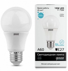  Светодиодная лампа E27 10W AC180-240V 4100K A60 23220 Gauss