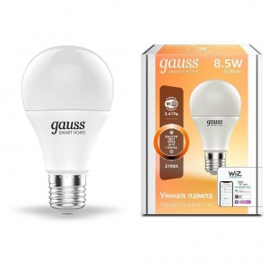 Светодиодная филаментная лампа Gauss Smart Home A60 8,5W 806lm 2700К E27 диммируемая LED 1050112