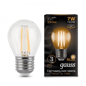 Светодиодная лампа Gauss LED Filament Globe E27 7W 2700K 105802107