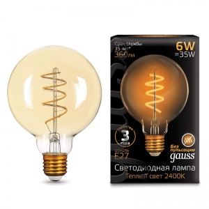Светодиодная лампа Gauss LED Filament G95 Flexible E27 6W Golden 2400К 105802007