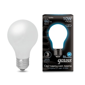 Светодиодная лампа Gauss LED Filament A60 OPAL E27 10W 4100К 102202210