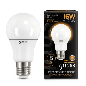 Светодиодная лампа Gauss LED A60 16W E27 3000K 102502116