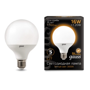 Светодиодная лампа Gauss LED G95 E27 16W 3000K 105102116
