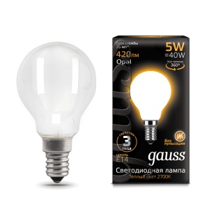 Светодиодная лампа Gauss LED Filament Globe OPAL E14 5W 2700K 105201105