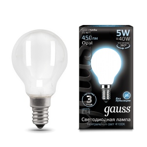 Светодиодная лампа Gauss LED Filament Globe OPAL E14 5W 4100K 105201205