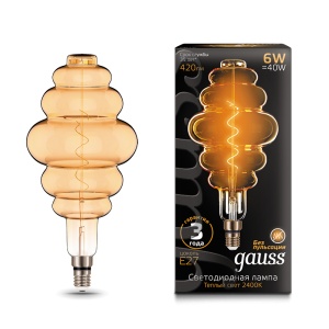 Светодиодная лампа Gauss LED Vintage Filament Flexible BD200 6W E27 Golden 2400K 158802006