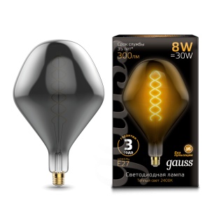 Светодиодная лампа Gauss LED Vintage Filament Flexible SD160 8W E27 Gray 2400K 163802008