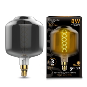Светодиодная лампа Gauss LED Vintage Filament Flexible DL180 8W E27 Gray 2400K 164802008