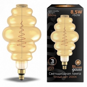 Светодиодная лампа Gauss Filament Honeycomb 8.5W 660lm 2000К Е27 golden LED 161802105