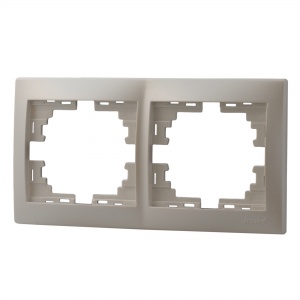  Рамка двойная горизонтальная Lezard, серия МИРА, цвет жемчужно-белый металлик, 701-3000-147