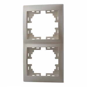  Рамка двойная вертикальная Lezard, серия МИРА, цвет жемчужно-белый металлик, 701-3000-152