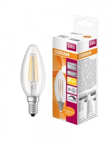 Светодиодная филаментная лампа Osram FIL   LSCL B60 DIM     5W/827   230V CL     E14  600lm  - свеча прозрачная 4058075230354
